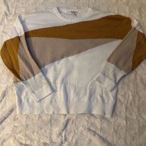 ANDREE BY UNIT Colorblock Sweater - White, Tan, and Gray
